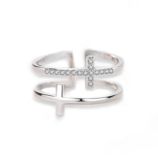 Adjustable Double Cross Ring