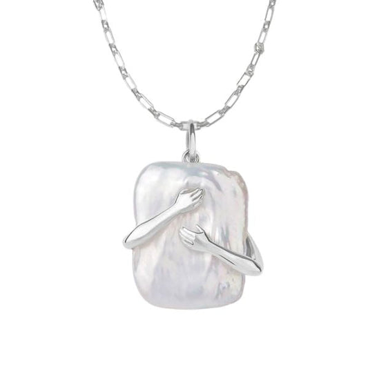 Square Pearl Couple Hug Me Necklace