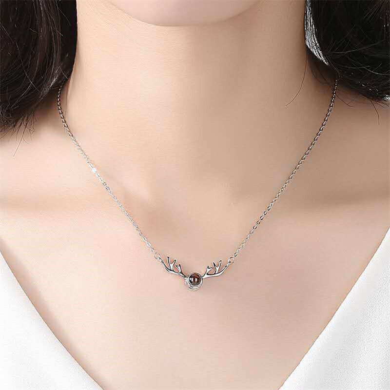 Customize Deer Photo Projection Necklace
