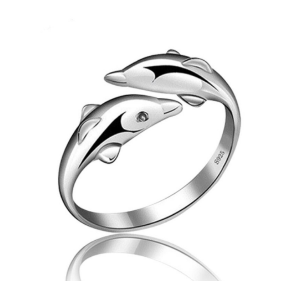 Adjustable dolphin ring in 925 silver