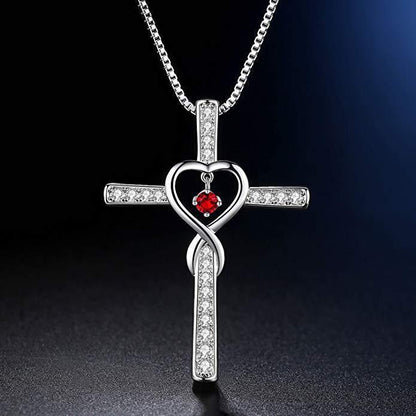 Faith Cross Birthstone Pendant Necklace - Gold-Plated