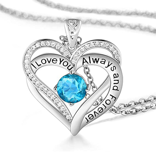 March Birthstone Jewelry - Heart Necklace