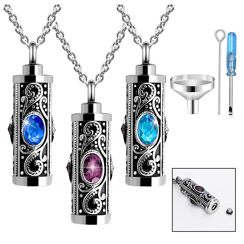 Stainless steel memorial pendant that opens, with birthstone colour