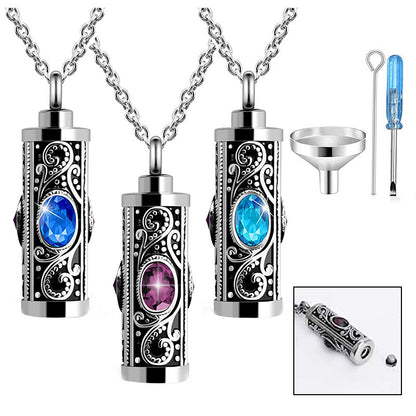 Stainless steel memorial pendant that opens, with birthstone colour