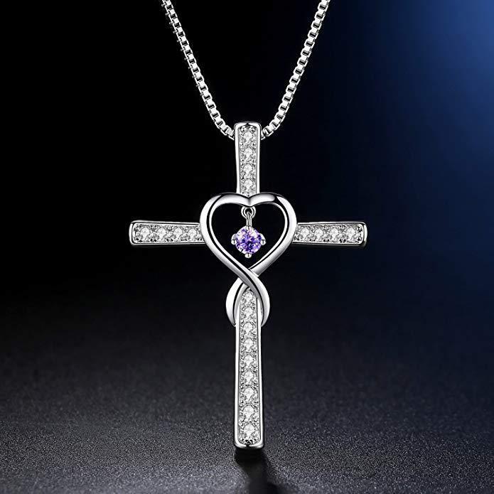 Faith Cross Birthstone Pendant Necklace - Gold-Plated