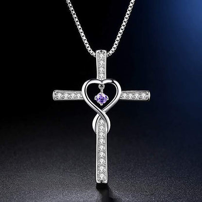 Faith Cross Birthstone Pendant Necklace - Gold-Plated