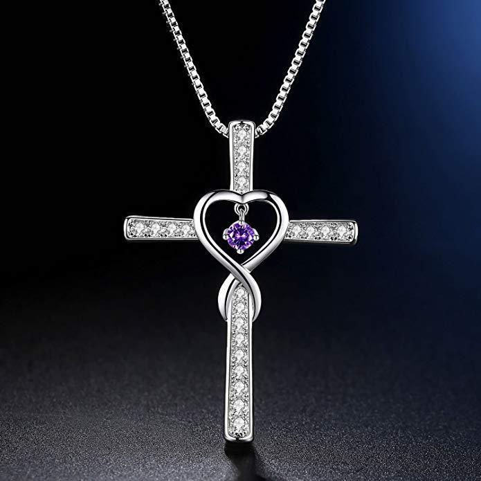 Faith cross pendant necklace close-up