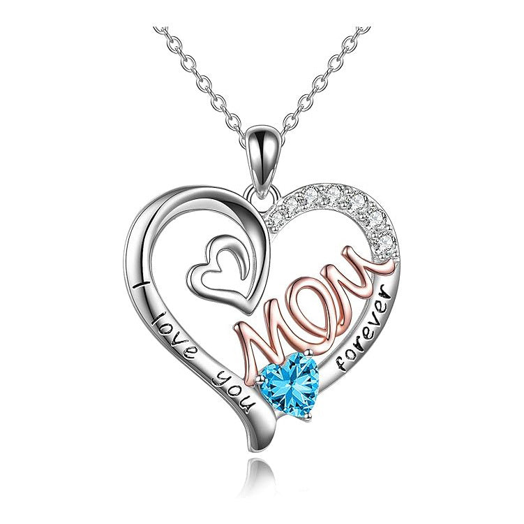 Heart Birthstone Necklace for Mom