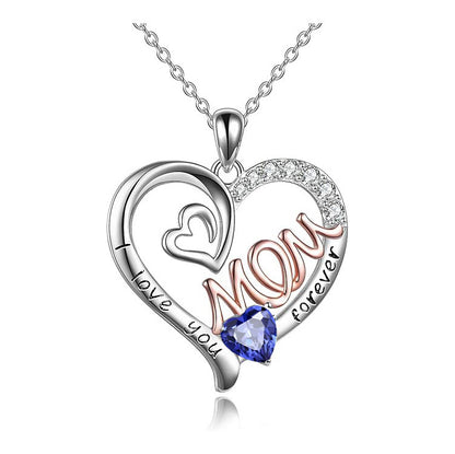 Heart Birthstone Necklace for Mom