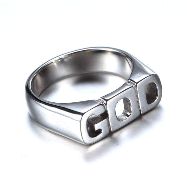 Stainless Steel Men’s Ring - G O D Word Engraved