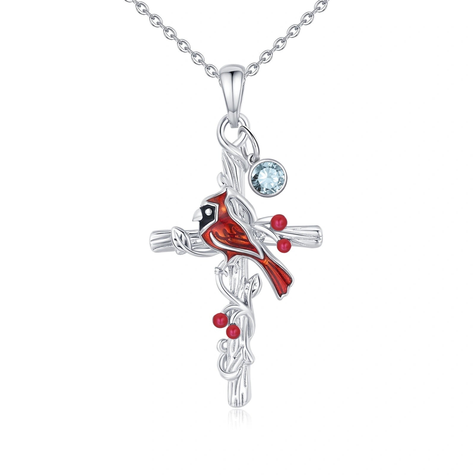 Cardinal Cross Necklace for Women - 925 Silver