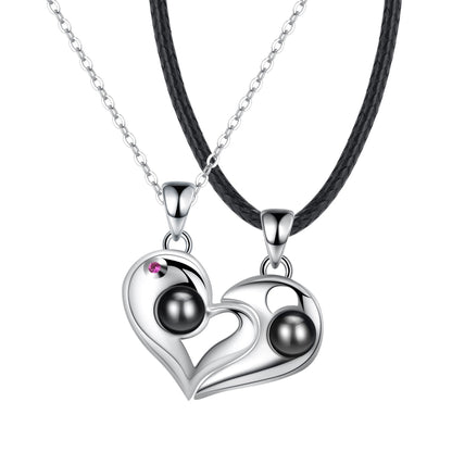 Couple Heart Necklace with Picture Inside