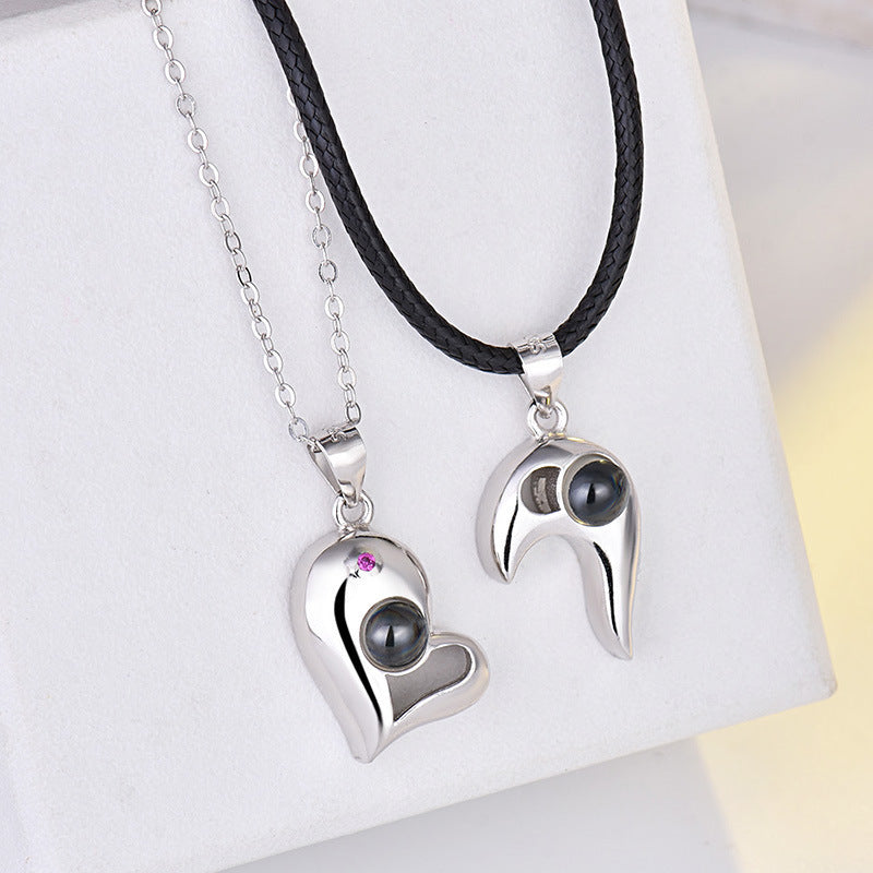 Couple Heart Necklace with Picture Inside