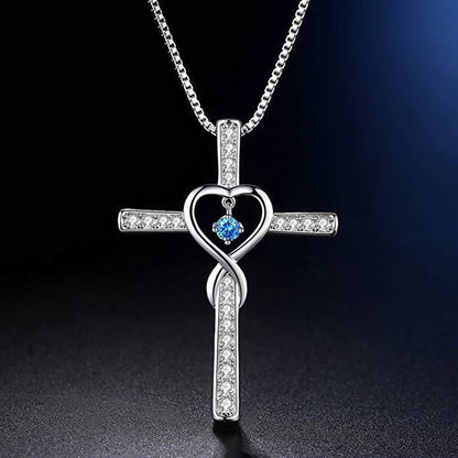 Faith Cross Birthstone Pendant Necklace - Gold-Plated