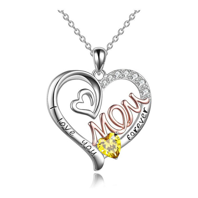 Heart Birthstone Necklace for Mom