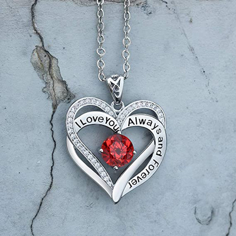 January Birthstone Jewelry - Heart Necklace for Mom