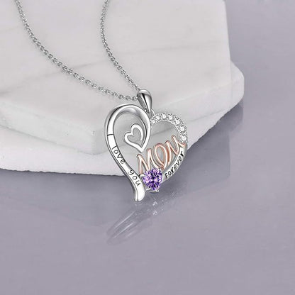 Heart Birthstone Necklace for Mom