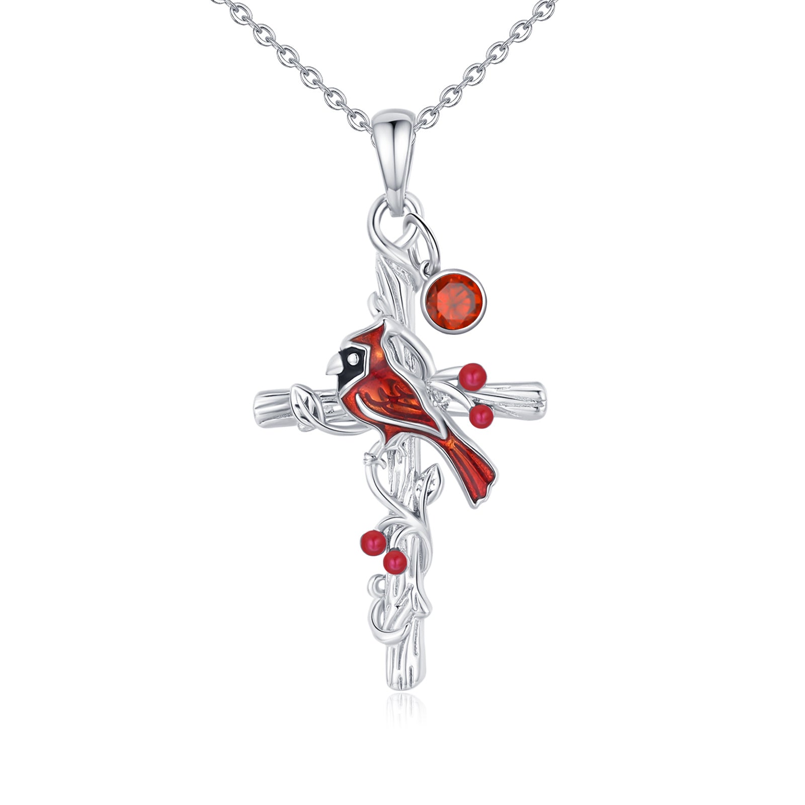 Cardinal Cross Necklace for Women - 925 Silver