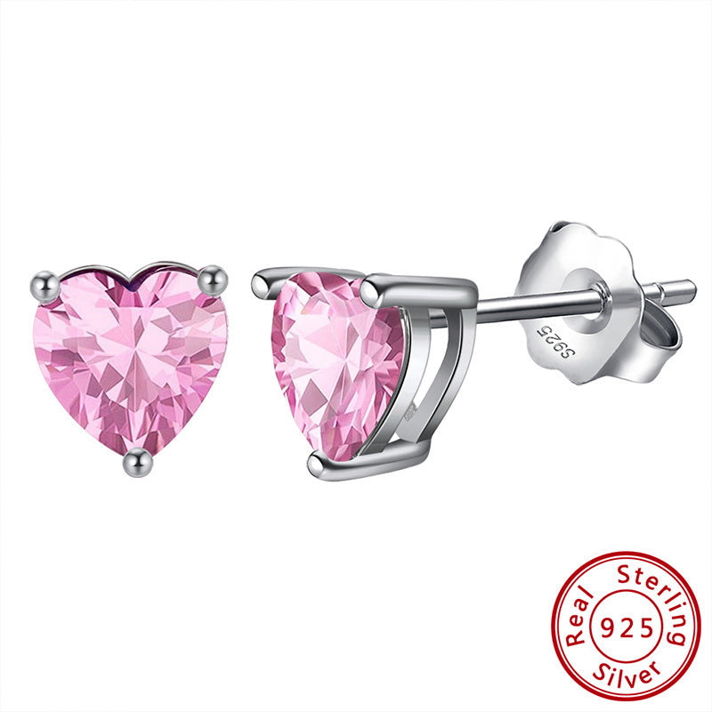 Heart birthstone stud earrings colour options