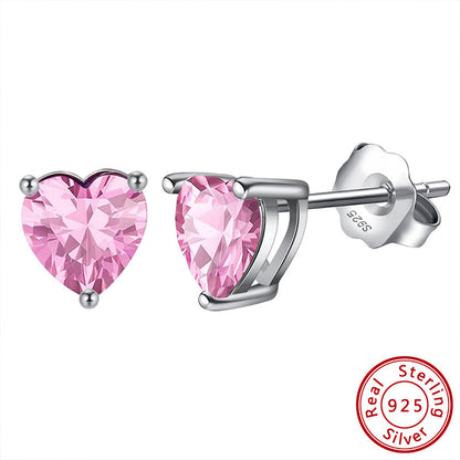 Heart birthstone stud earrings colour options