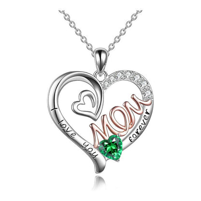 Heart Birthstone Necklace for Mom