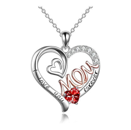 Heart Birthstone Necklace for Mom