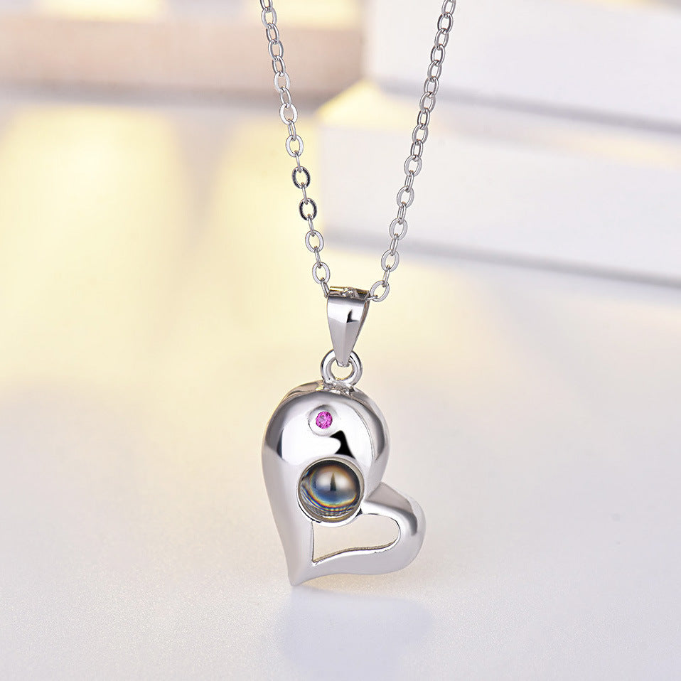 Couple Heart Necklace with Picture Inside