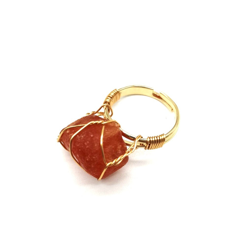 Hand Wrapped Rough Stone Agate Ring