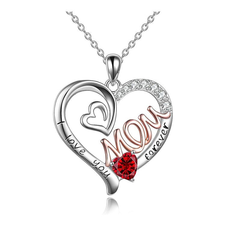 Heart Birthstone Necklace for Mom