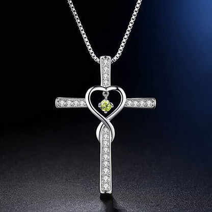 Faith Cross Birthstone Pendant Necklace - Gold-Plated