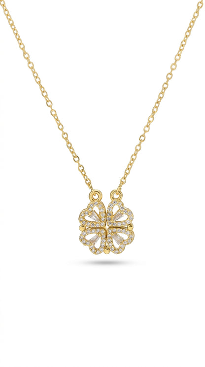 Magnetic Folding Heart Clover Necklace