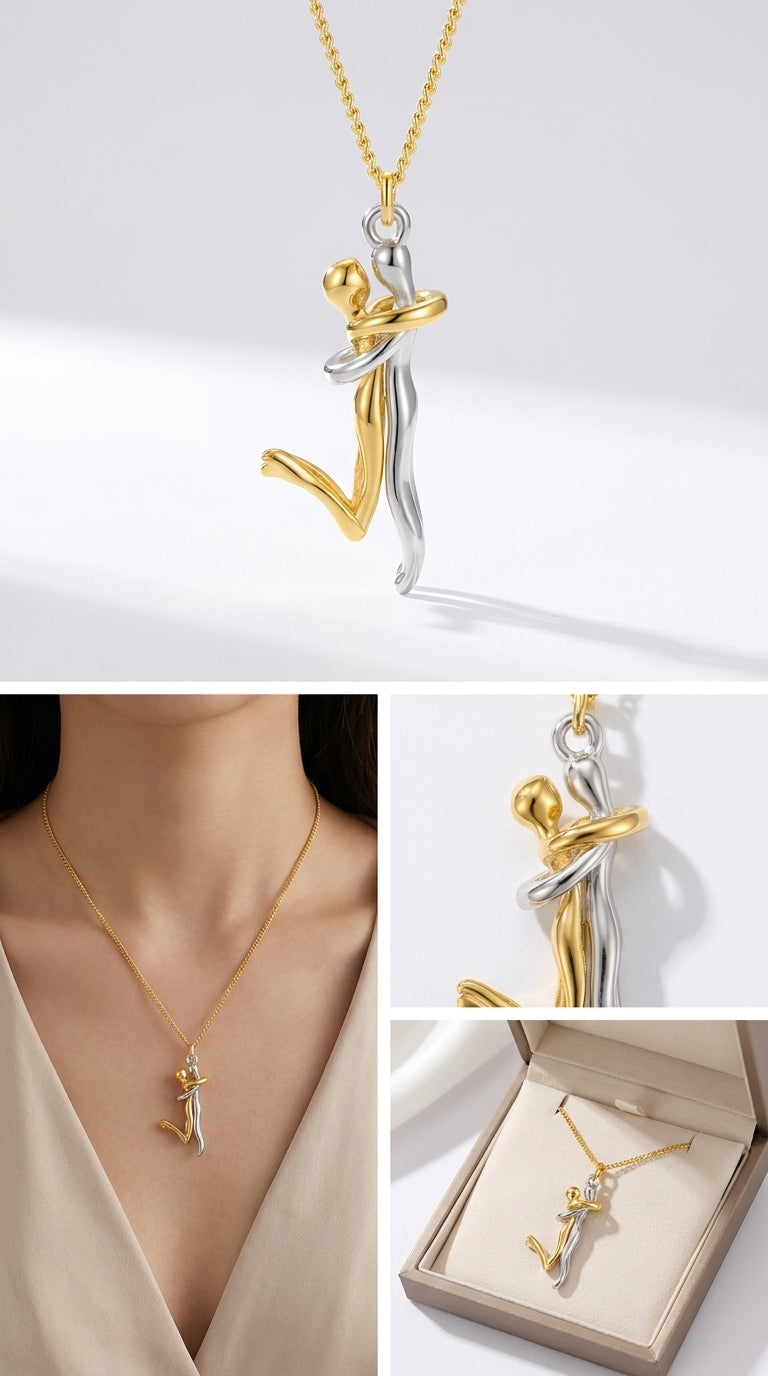 Couple Hug Pendant Necklace