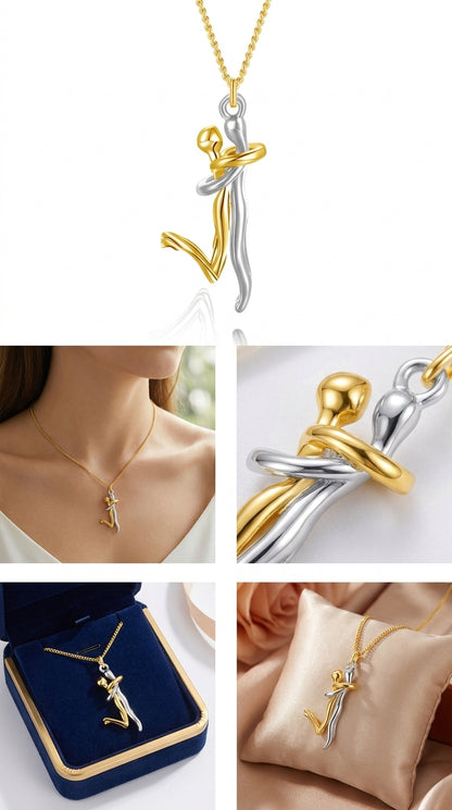 Couple Hug Pendant Necklace