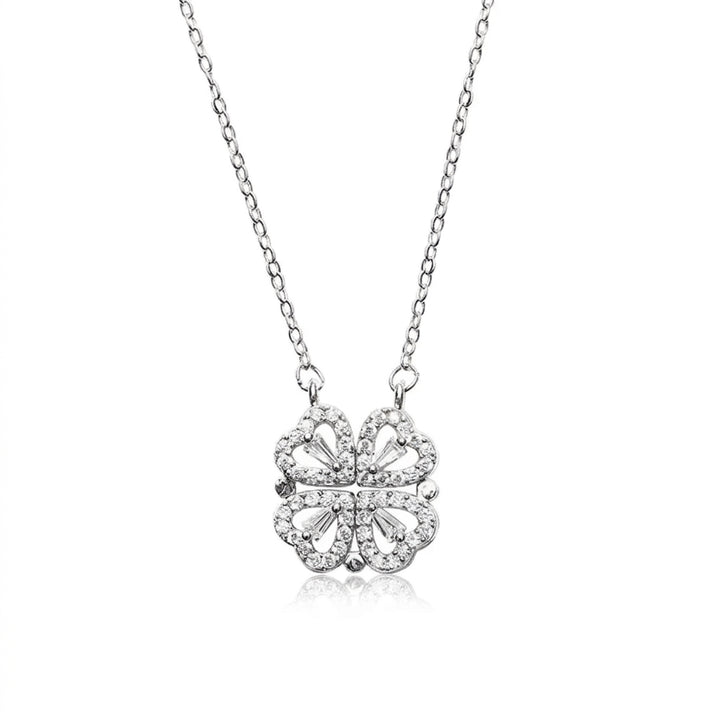 Magnetic Folding Heart Clover Necklace