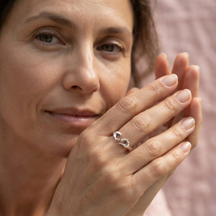 Mother Love Ring, a silver heart ring