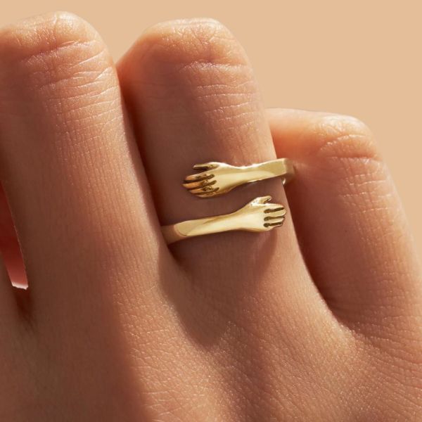 Amazon Thumb Hug Ring Adjustable Silver Hug Hands Ring Lisa Angel