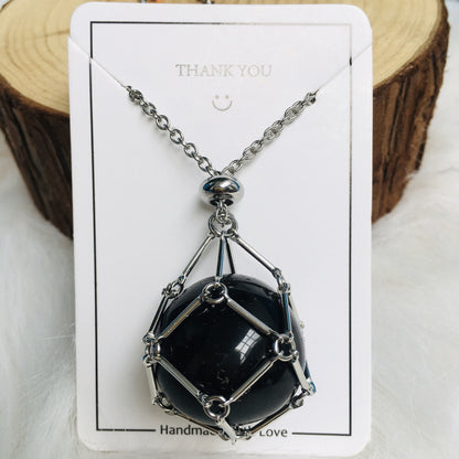 Shop Fashion Jewelry: Natural Crystal Mesh Bag and Bamboo Necklace