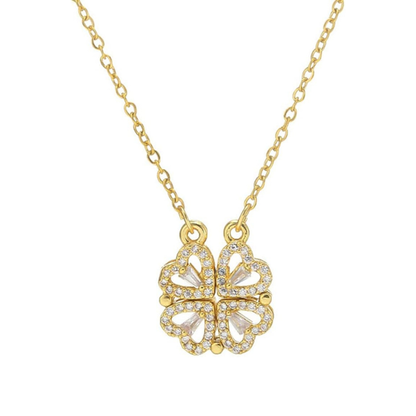 Magnetic Folding Heart Clover Necklace