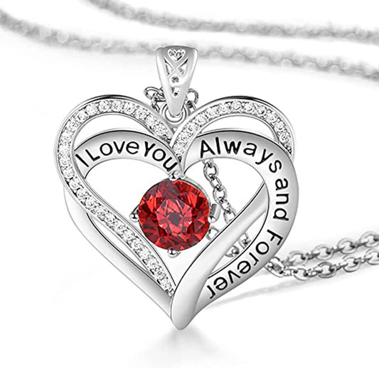 January Birthstone Jewelry - Heart Necklace for Mom