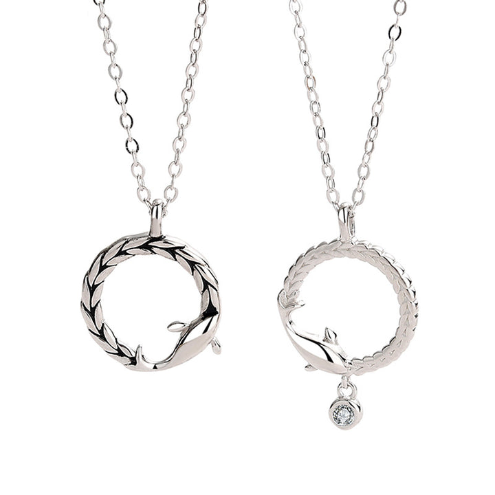 Couple Dolphin Shape Pendant Necklace