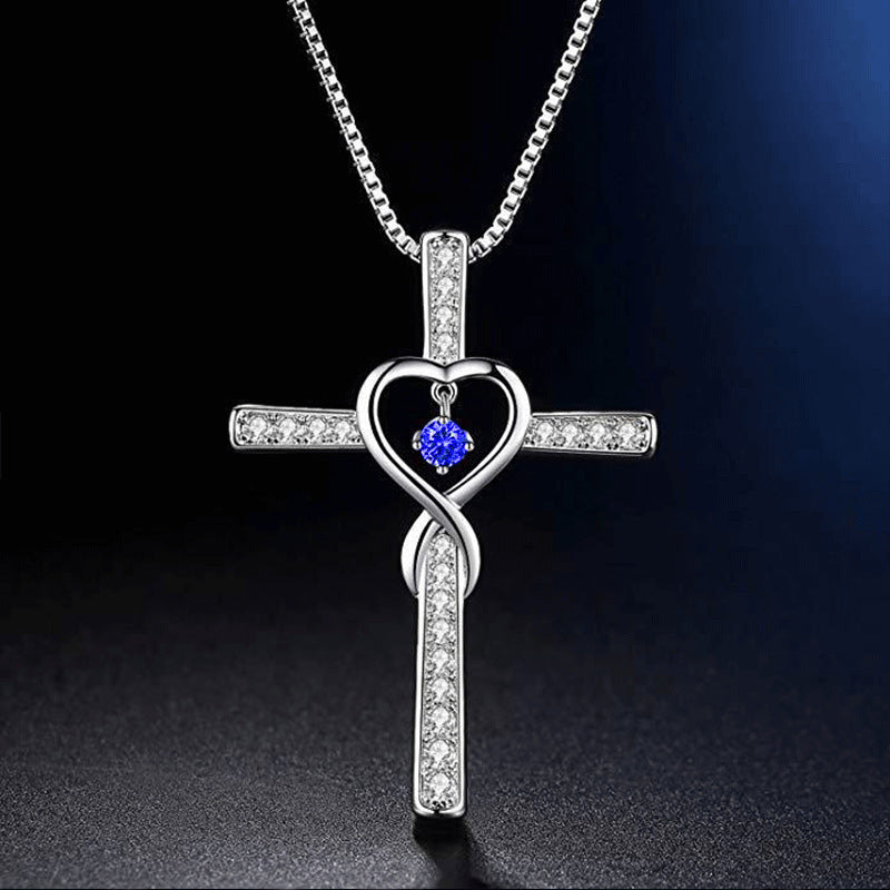 Faith Cross Birthstone Pendant Necklace - Gold-Plated