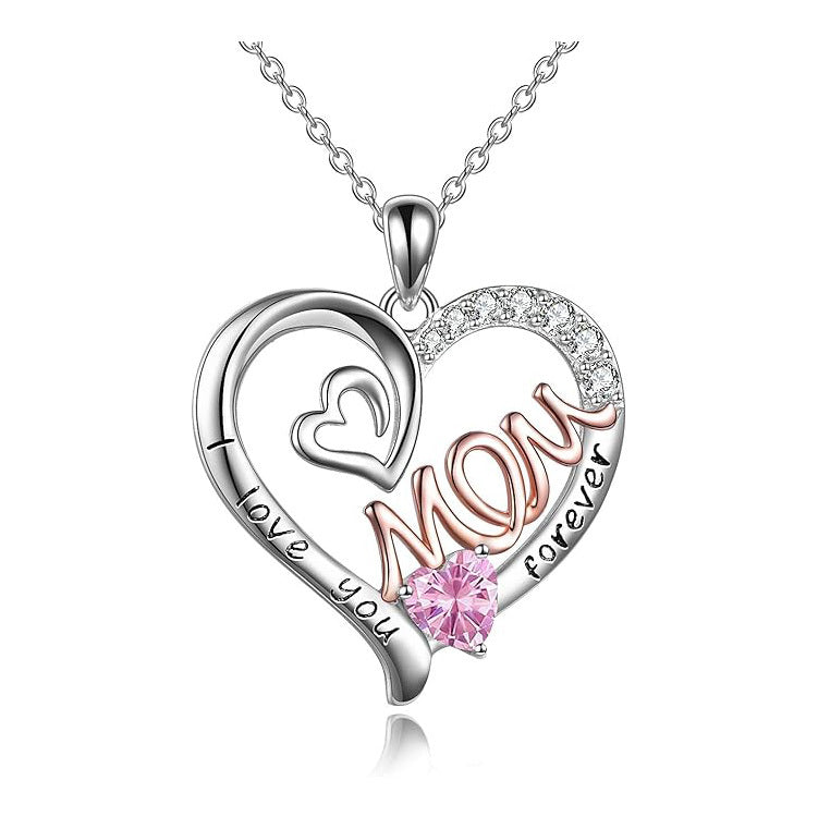 Heart Birthstone Necklace for Mom