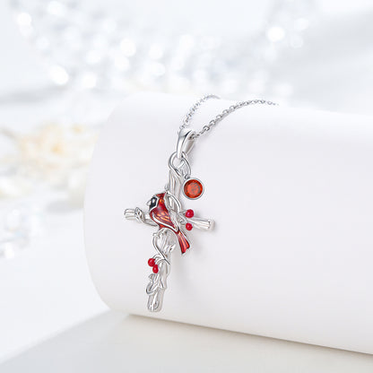 Cardinal Cross Necklace for Women - 925 Silver