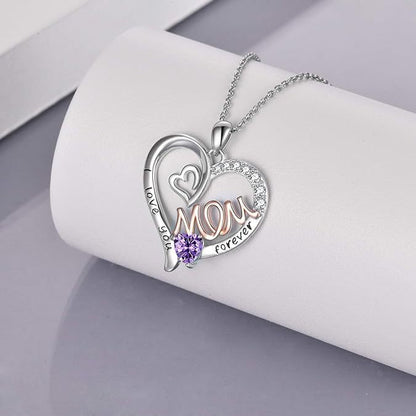 Heart Birthstone Necklace for Mom