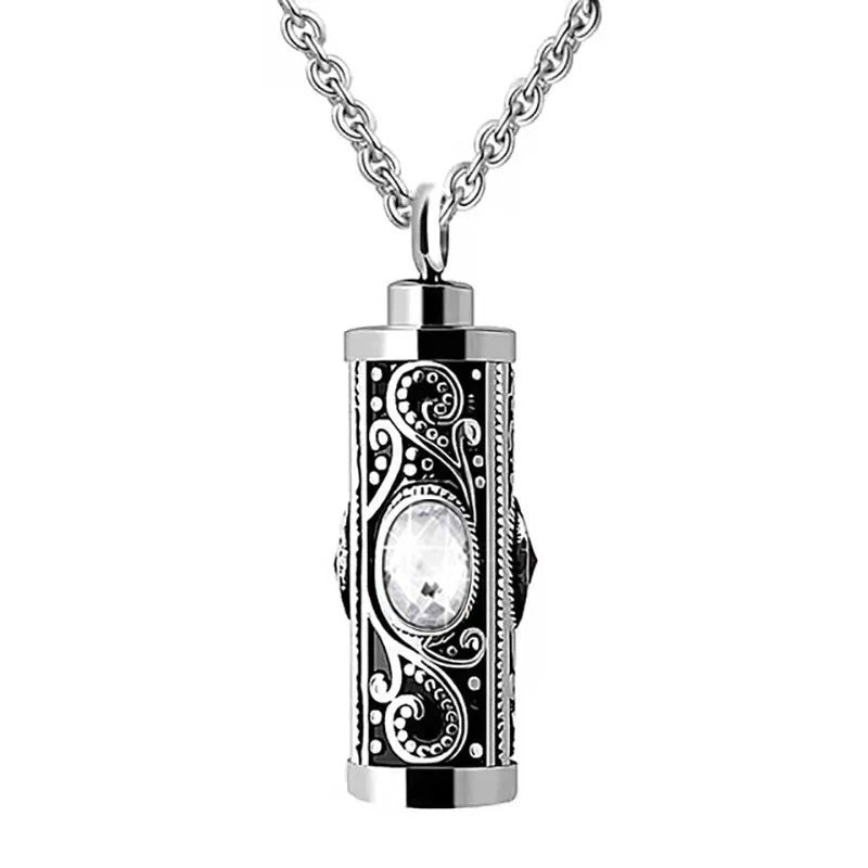 Birthstone Memorial Pendant Necklace - Openable, Stainless Steel