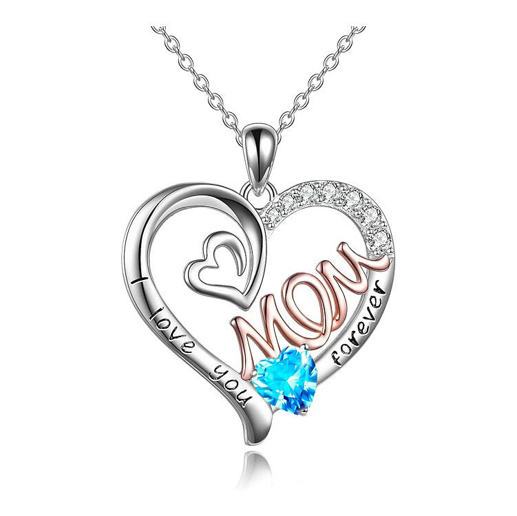 Heart Birthstone Necklace for Mom