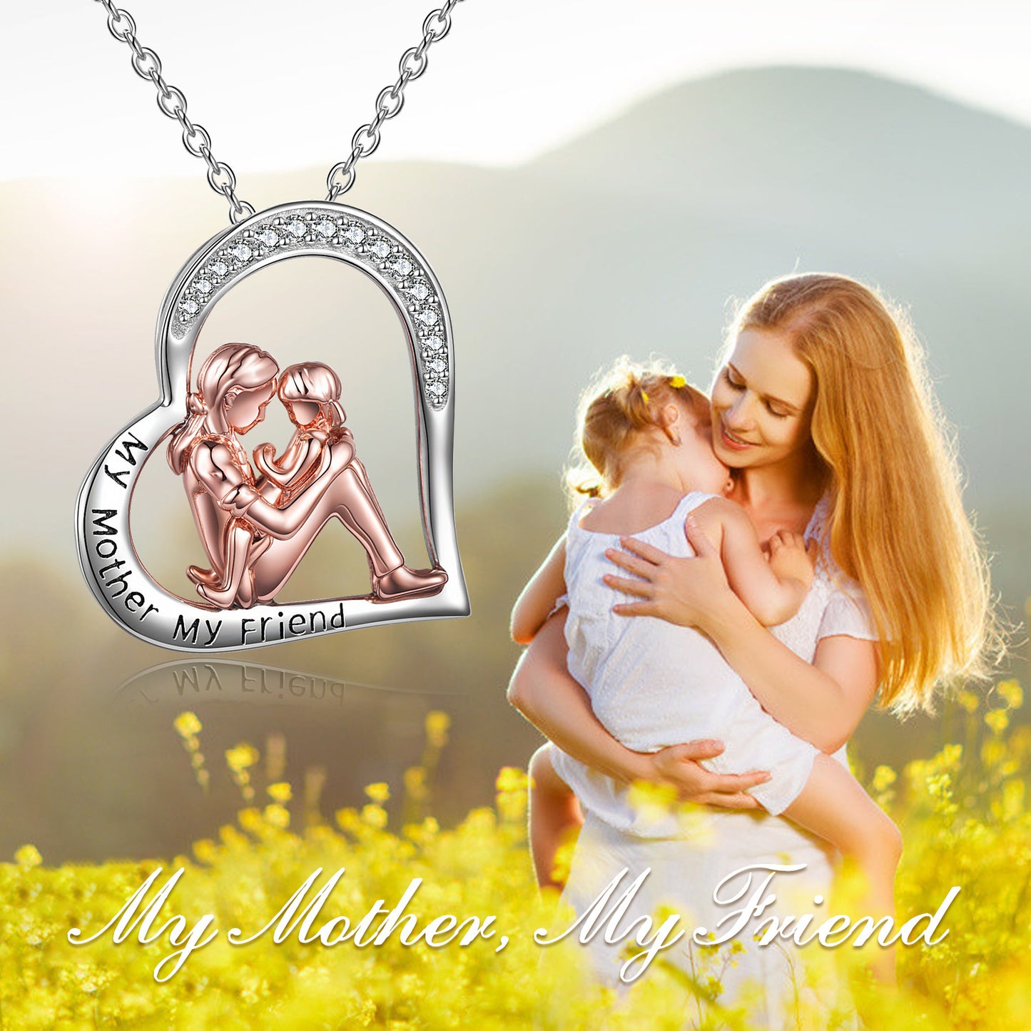 Mother Daughter Heart Necklace