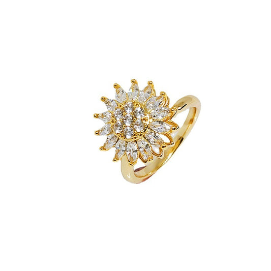 Make Heads Turn with the Rotating Sunflower Diamond Ring – Shop Now