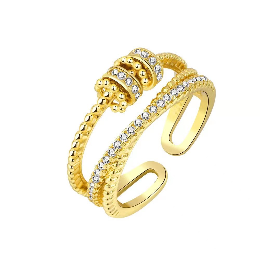Adjustable Silver Anxiety Ring With Spinning Bead – Fidget Jewelry For Stress & Focus (Men & Women)