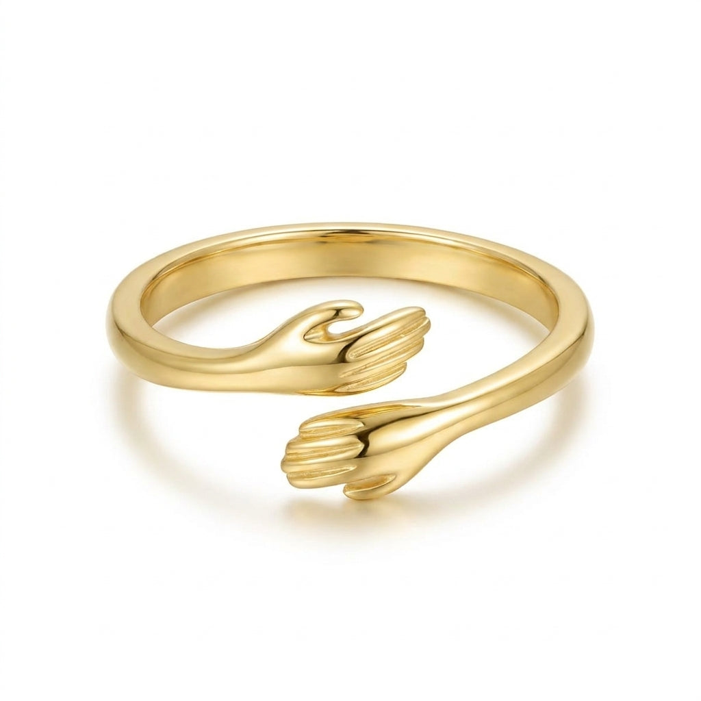 Gold hug ring in 925 sterling silver on a white background